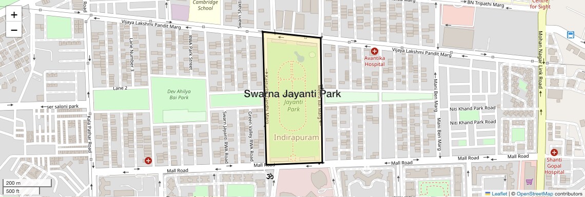 Location Map of Swarna Jayanti Park, Ghaziabad