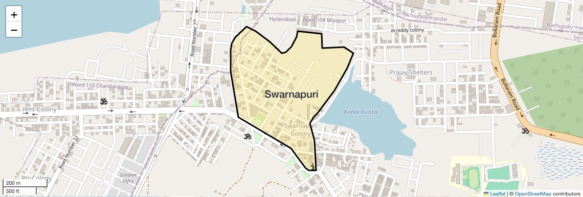 Location Map of Swarnapuri, Hyderabad