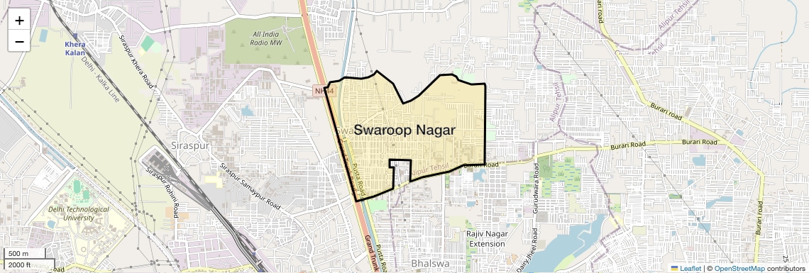 Location Map of Swaroop Nagar, Delhi