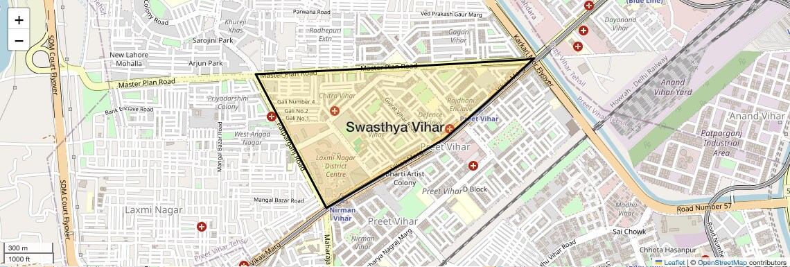 Location Map of Swasthya Vihar, Delhi