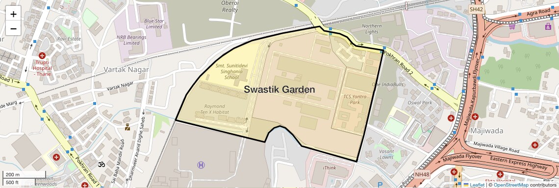Location Map of Swastik Garden, Thane