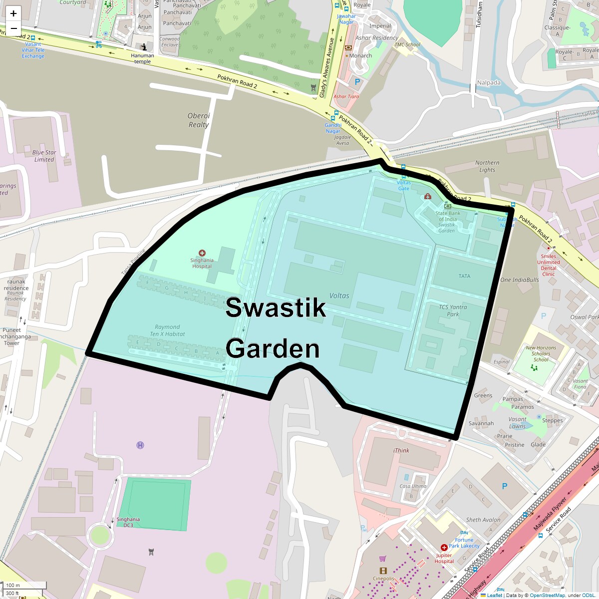 Location Map of Swastik Garden, Thane