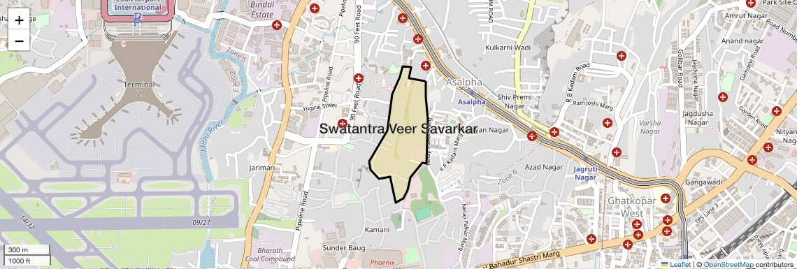 Location Map of Swatantra Veer Savarkar, Mumbai
