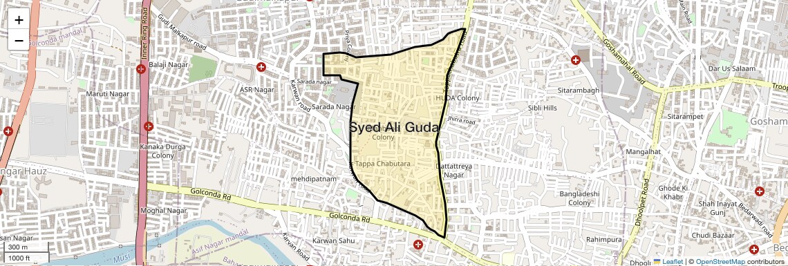 Location Map of Syed Ali Guda, Hyderabad