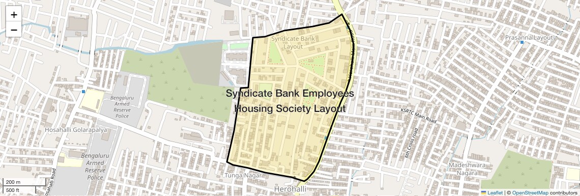 Location Map of Syndicate Bank Employees Housing Society Layout, Bangalore