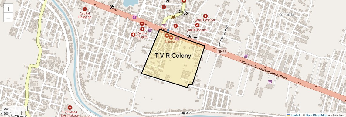 Location Map of T V R Colony, Vijayawada