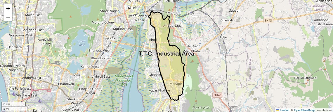 Location Map of T.T.C. Industrial Area, Navi Mumbai