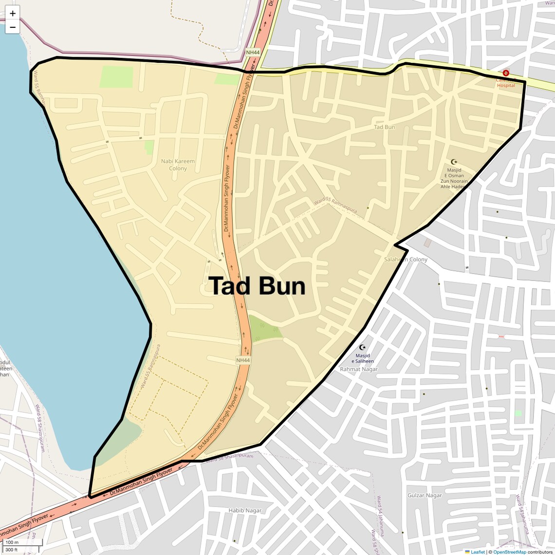 Location Map of Tad Bun, Hyderabad