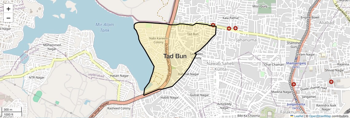 Location Map of Tad Bun, Hyderabad