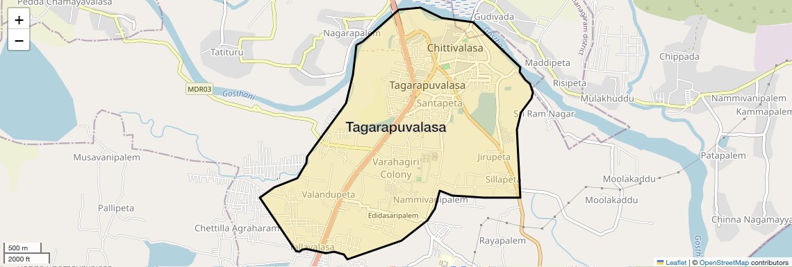 Location Map of Tagarapuvalasa, Vizag