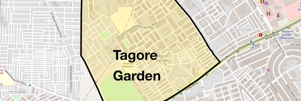 Location Map of Tagore Garden, Delhi