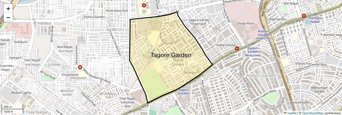Location Map of Tagore Garden, Delhi