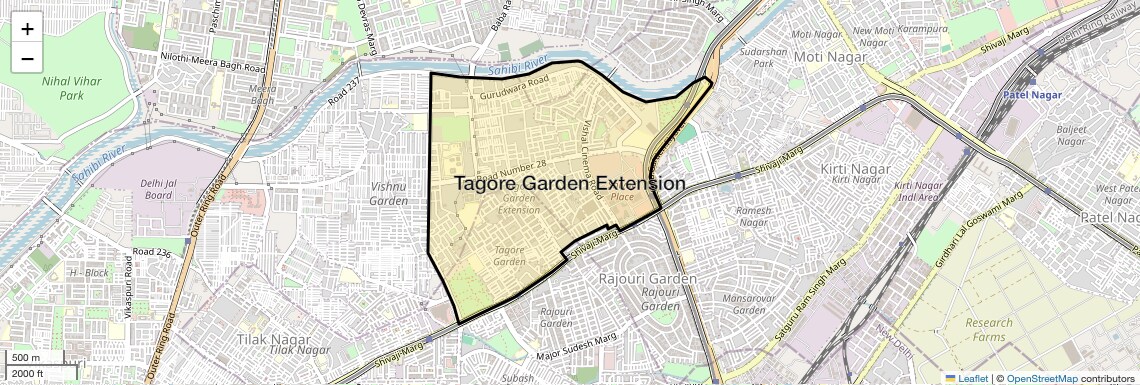 Location Map of Tagore Garden Extension, Delhi