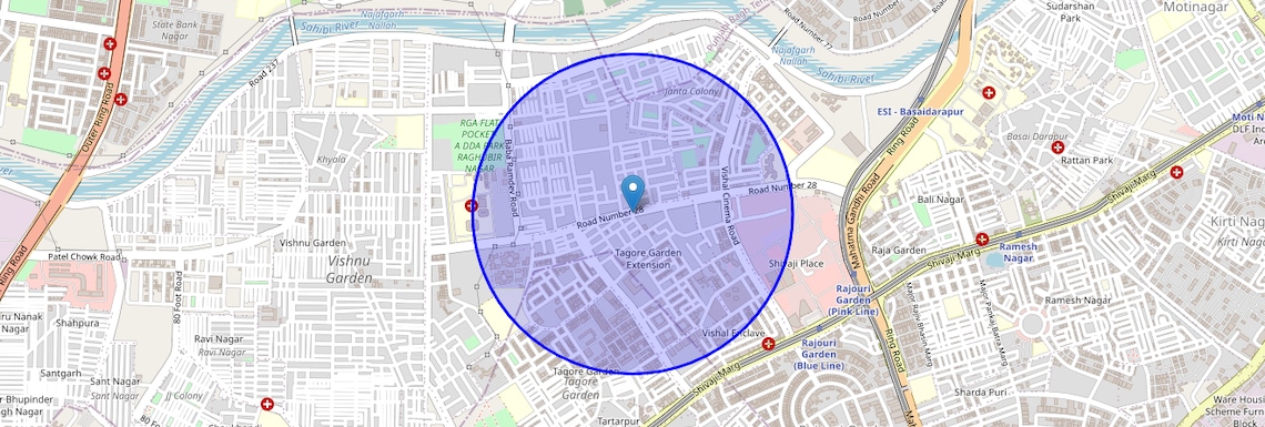 Location Map of Tagore Garden Extension, Delhi