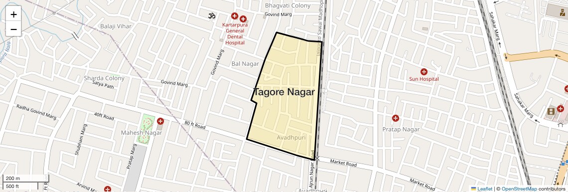 Location Map of Tagore Nagar, Jaipur