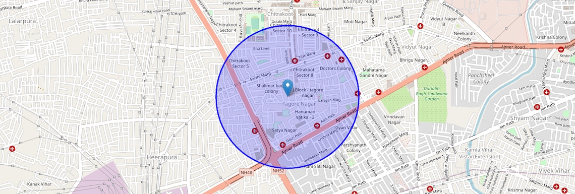 Location Map of Tagore Nagar, Jaipur