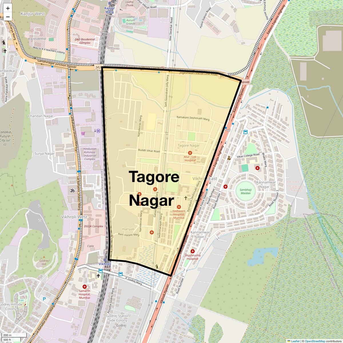 Location Map of Tagore Nagar, Mumbai