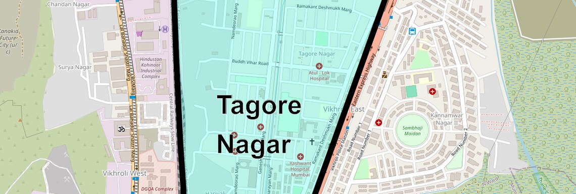 Location Map of Tagore Nagar, Mumbai