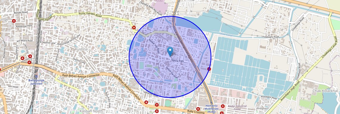 Location Map of Tagore Park, Kolkata