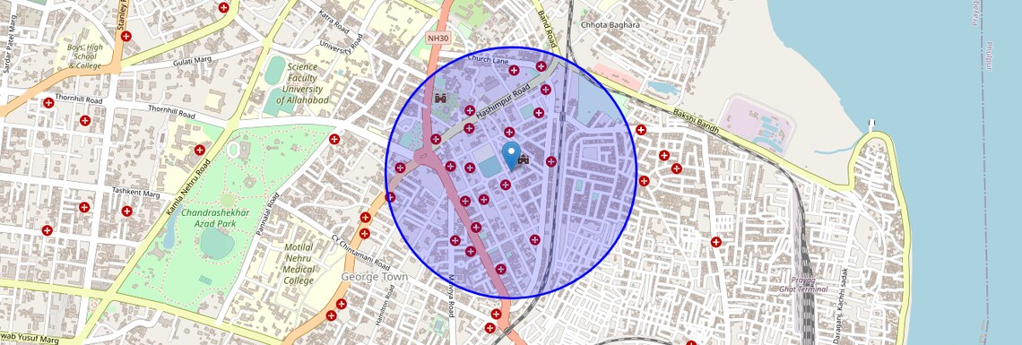 Location Map of Tagore Town, Allahabad