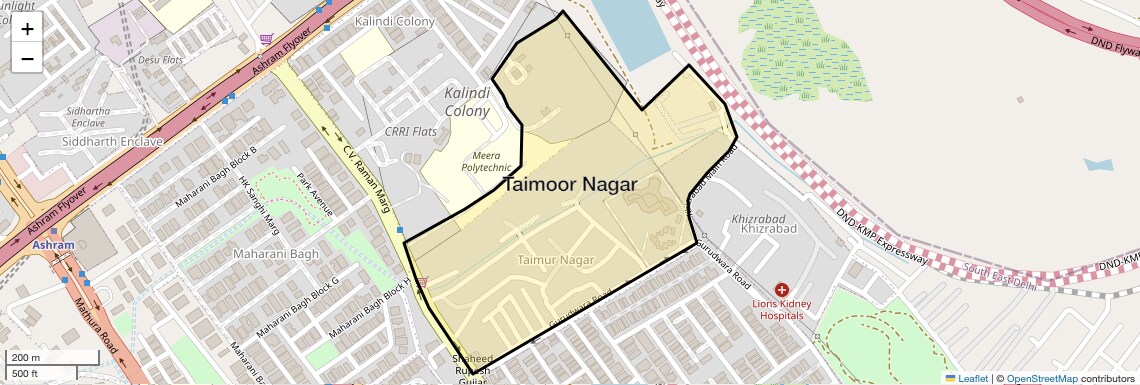 Location Map of Taimoor Nagar, Delhi