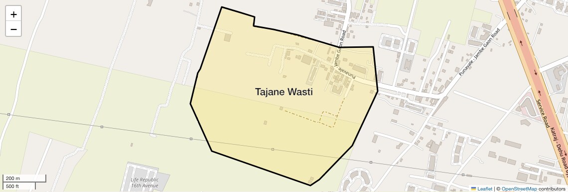 Location Map of Tajane Wasti, Pune
