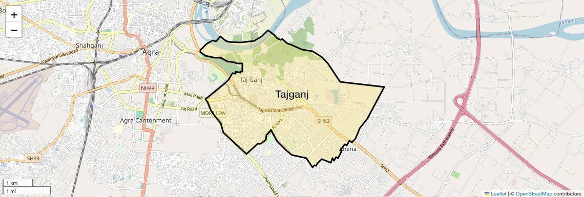 Location Map of Tajganj, Agra