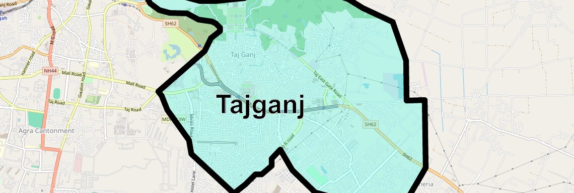 Location Map of Tajganj, Agra