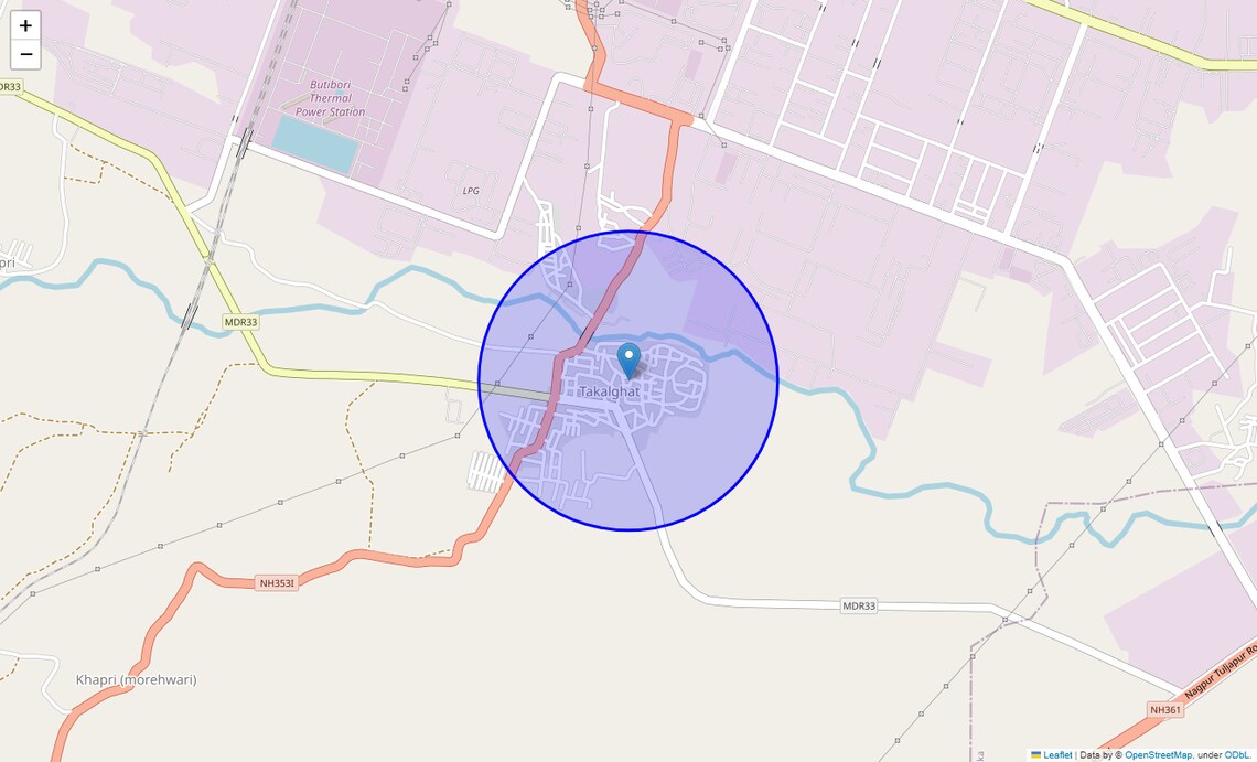 Location Map of Takalghat, Nagpur