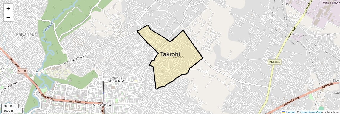Location Map of Takrohi, Lucknow
