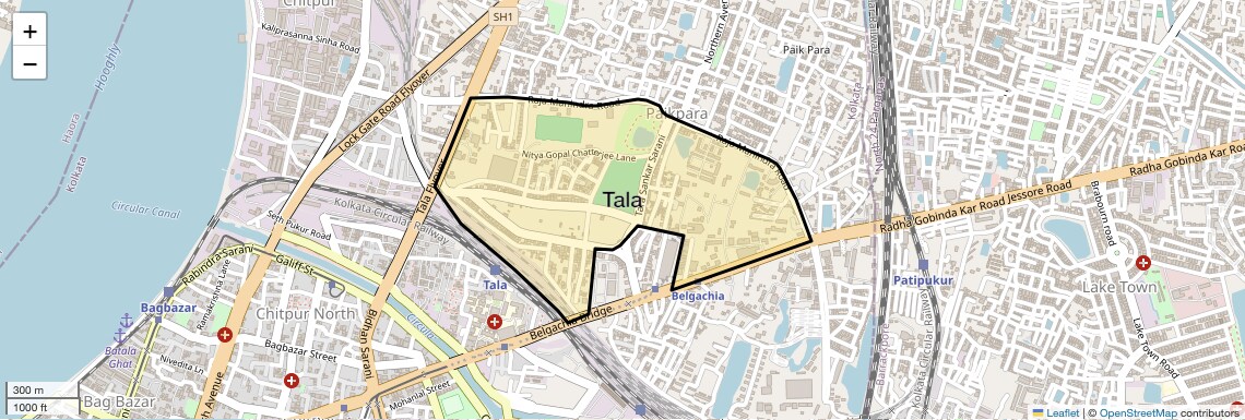 Location Map of Tala, Kolkata