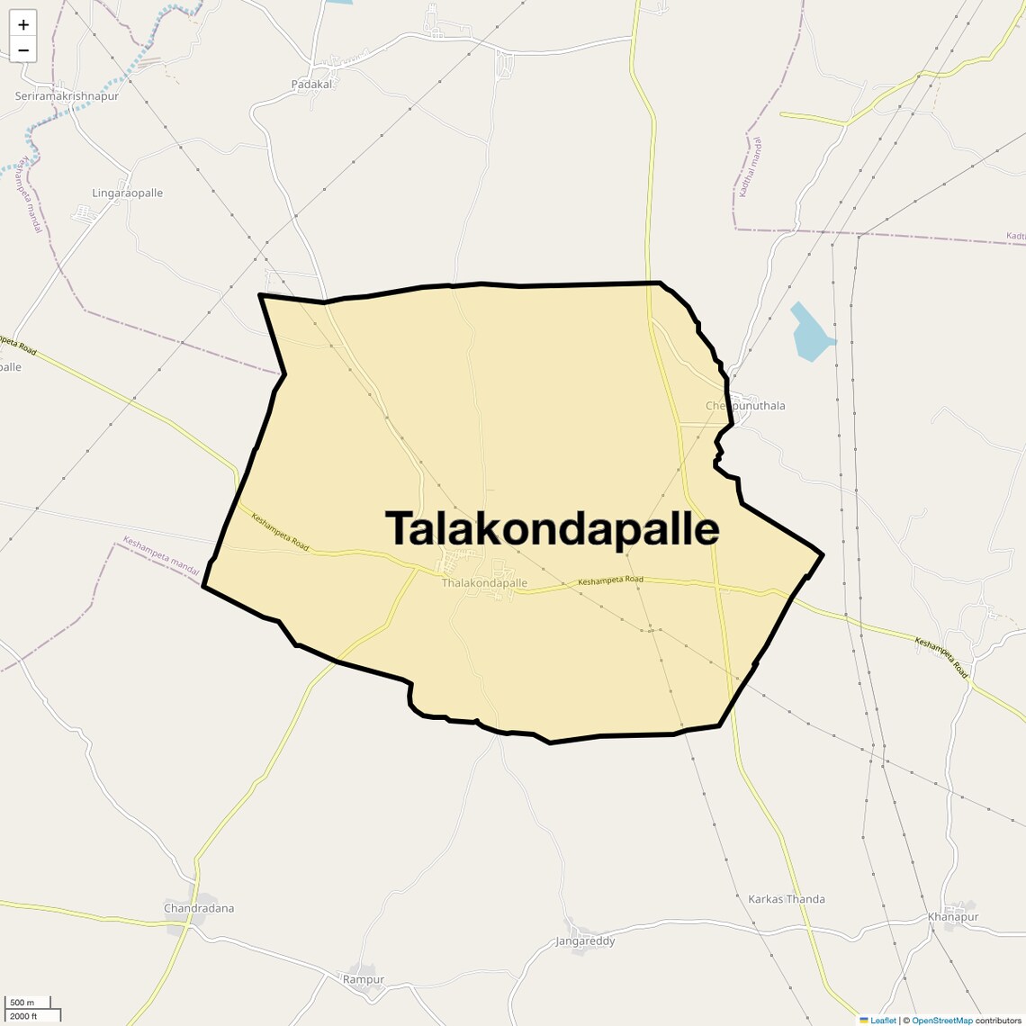 Location Map of Talakondapalle, Hyderabad