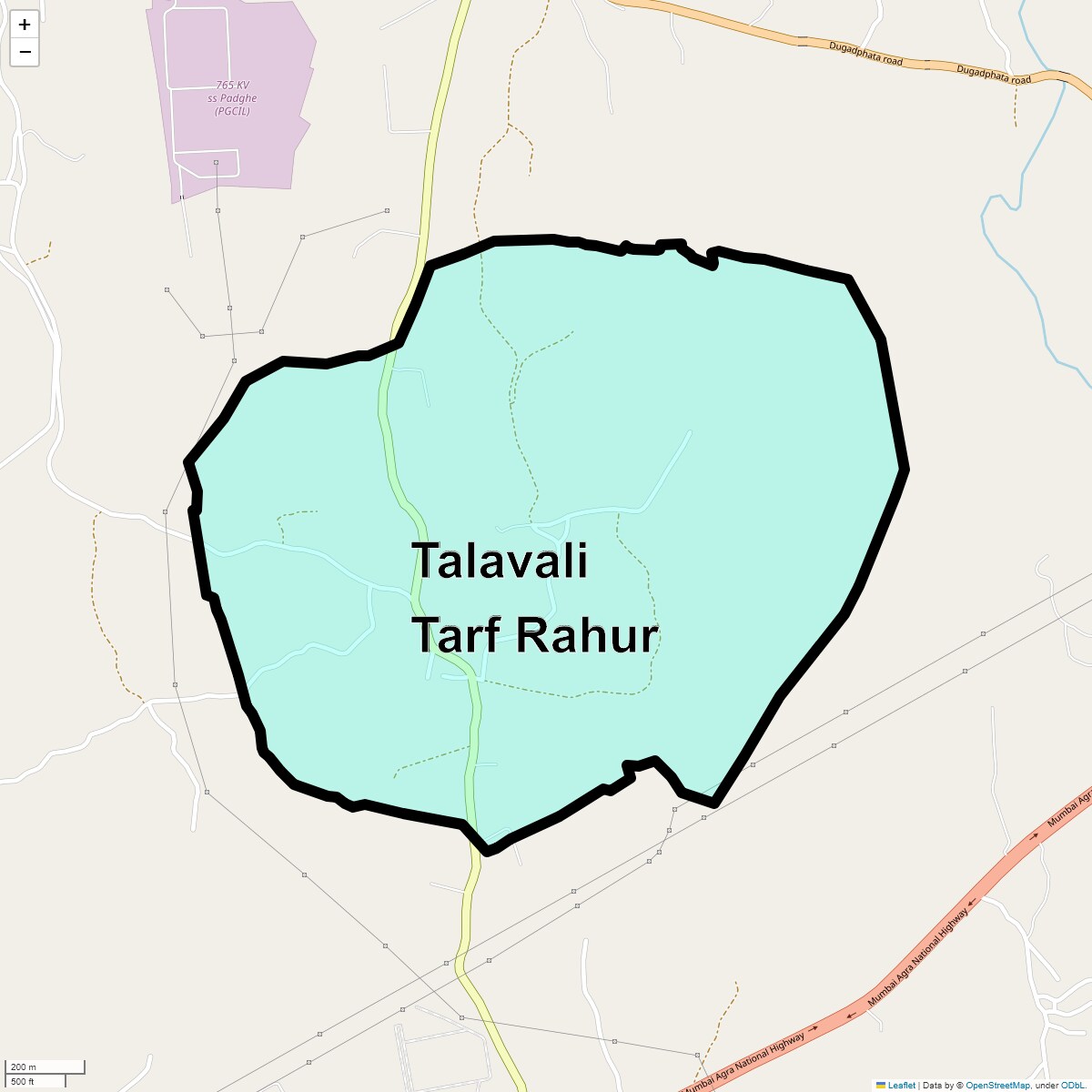 Location Map of Talavali Tarf Rahur, Thane