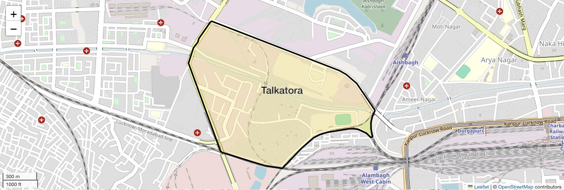 Location Map of Talkatora, Lucknow