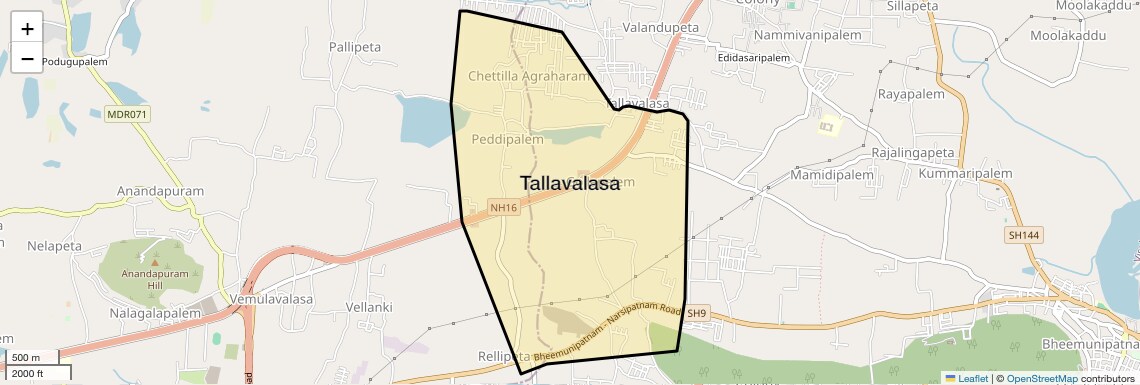 Location Map of Tallavalasa, Vizag