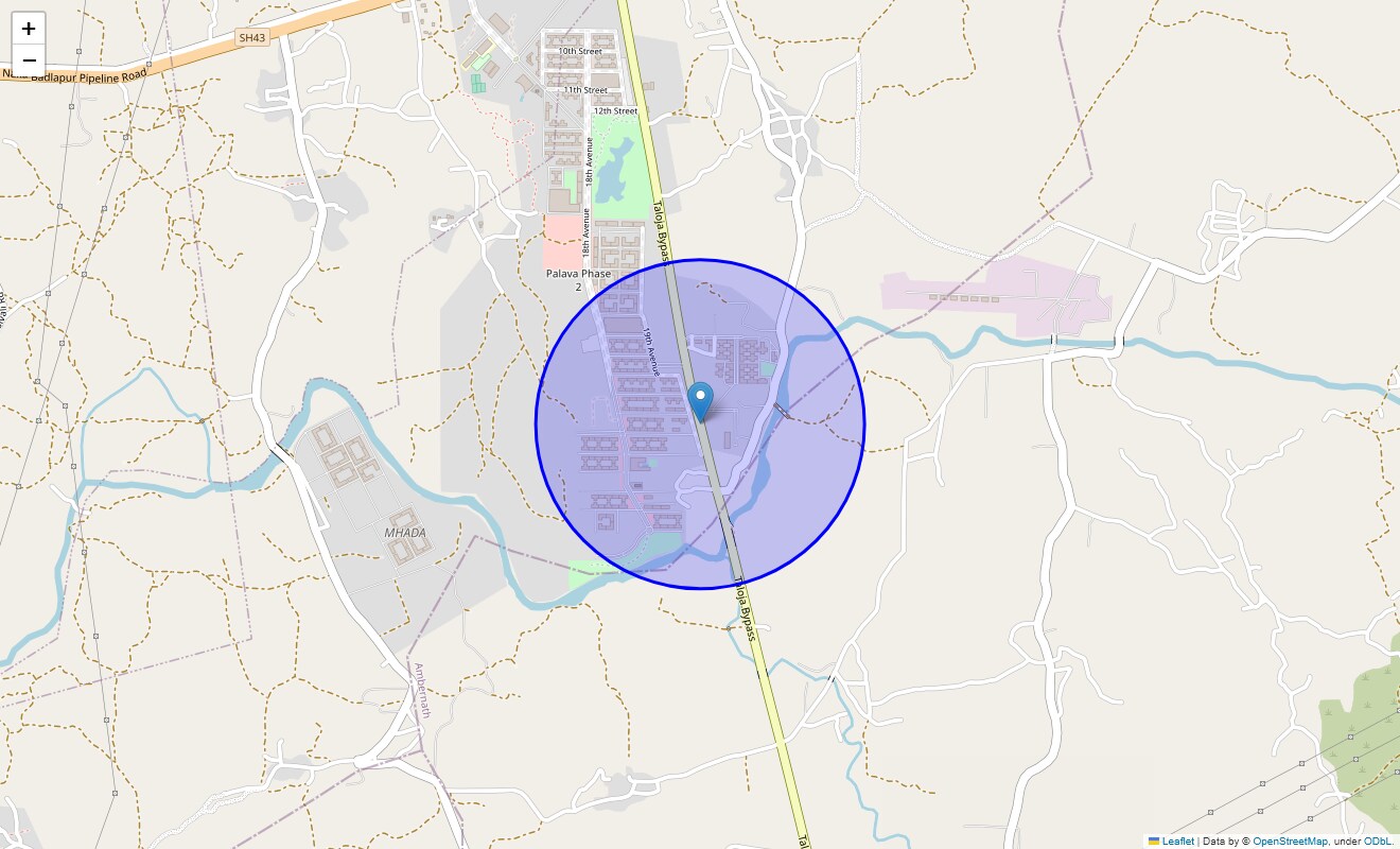 Location Map of Taloja Bypass Road, Thane