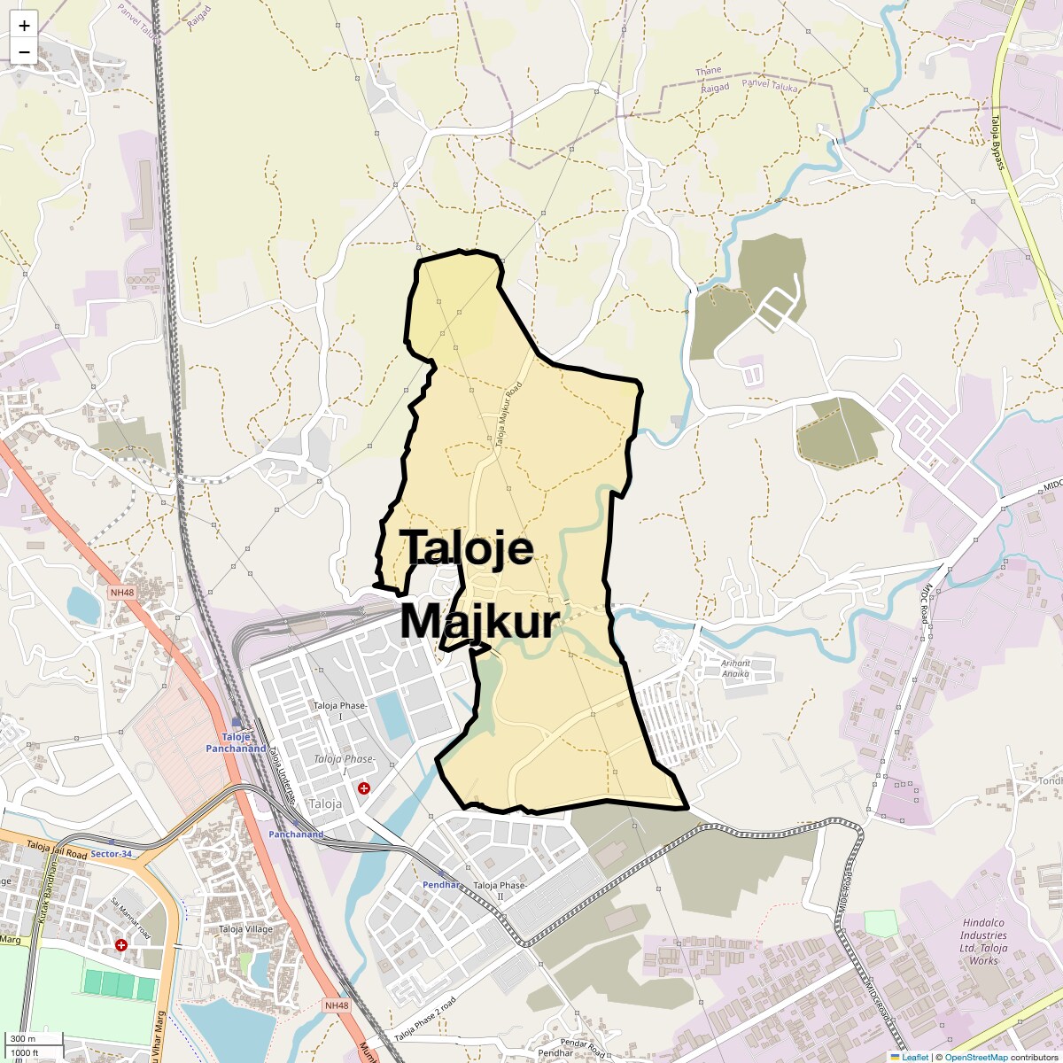 Location Map of Taloje Majkur, Navi Mumbai