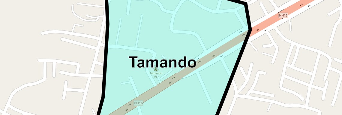 Location Map of Tamando, Bhubaneswar