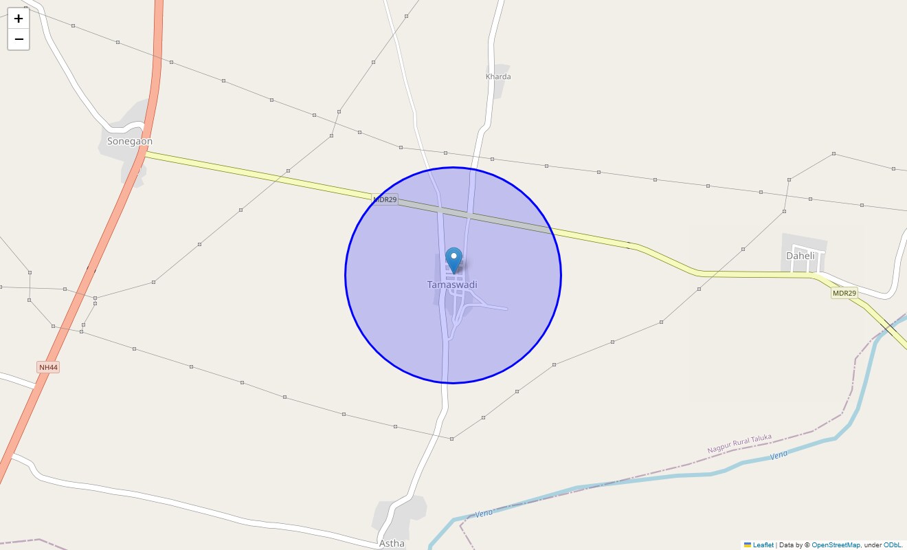 Location Map of Tamaswadi, Nagpur