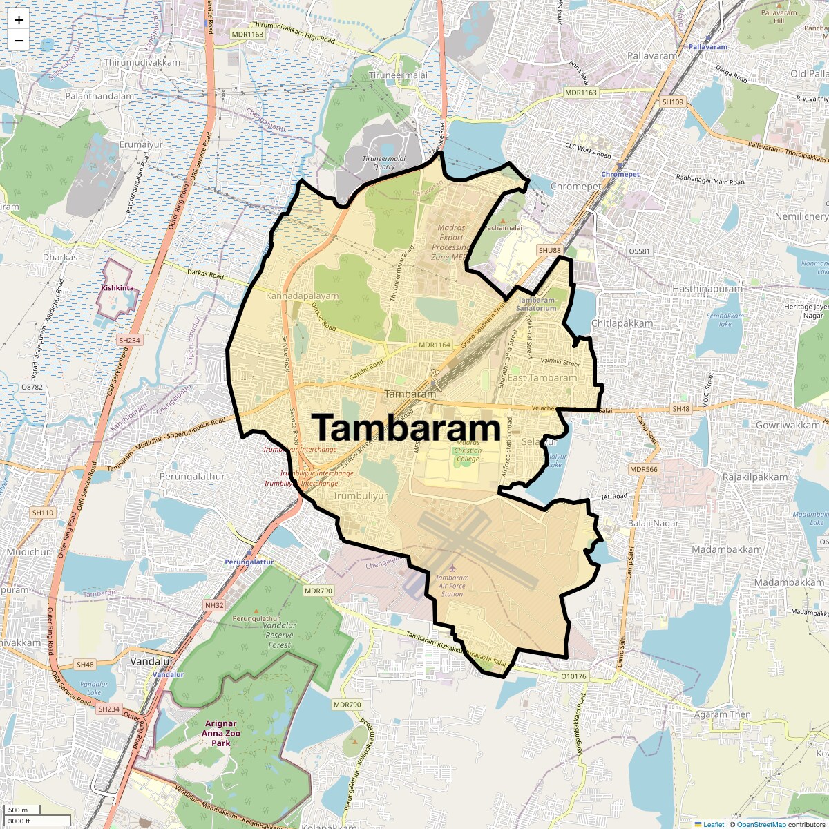 Location Map of Tambaram, Chennai
