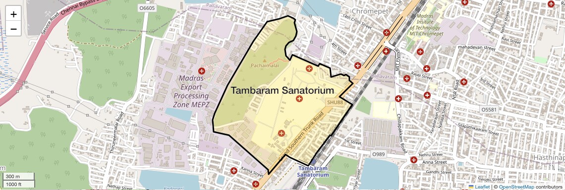Location Map of Tambaram Sanatorium, Chennai