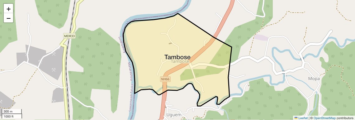 Location Map of Tambose, Goa