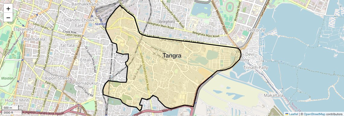 Location Map of Tangra, Kolkata