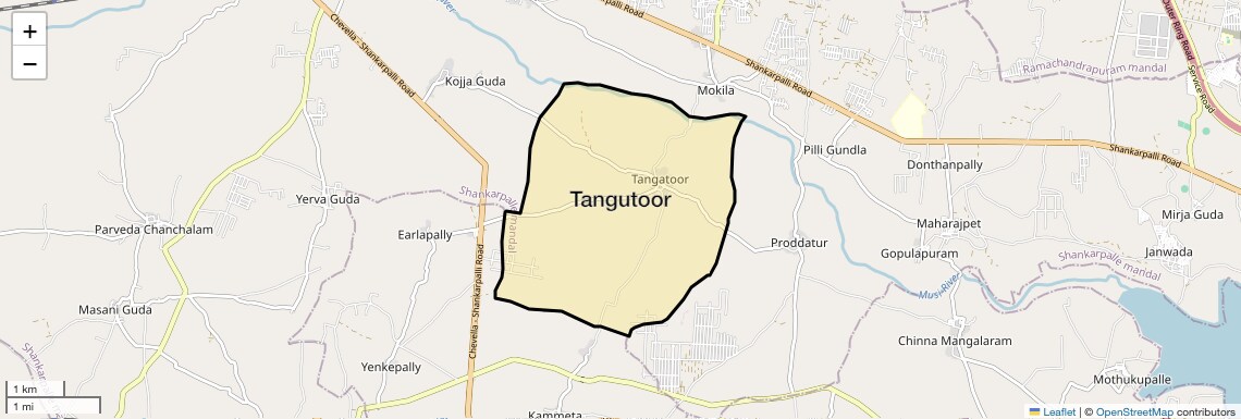 Location Map of Tangutoor, Hyderabad