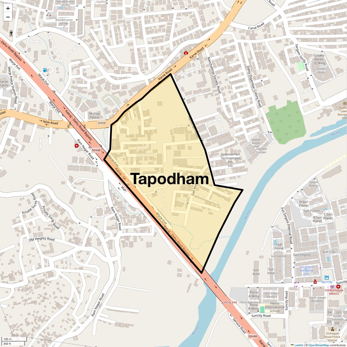 Location Map of Tapodham, Pune
