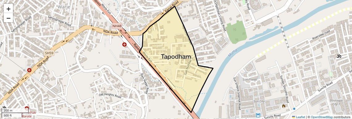 Location Map of Tapodham, Pune