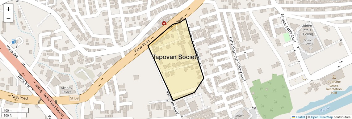 Location Map of Tapovan Society, Pune