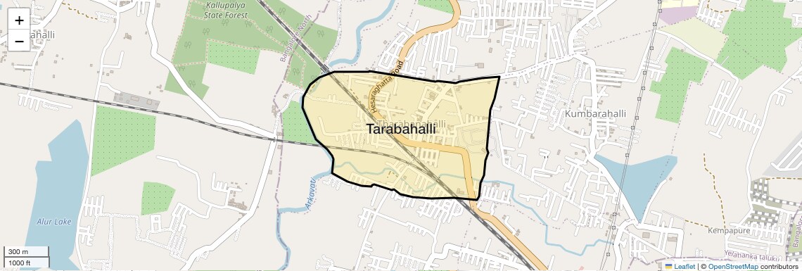 Location Map of Tarabahalli, Bangalore