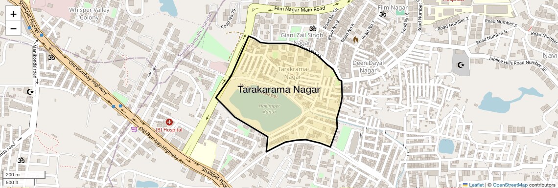 Location Map of Tarakarama Nagar, Hyderabad
