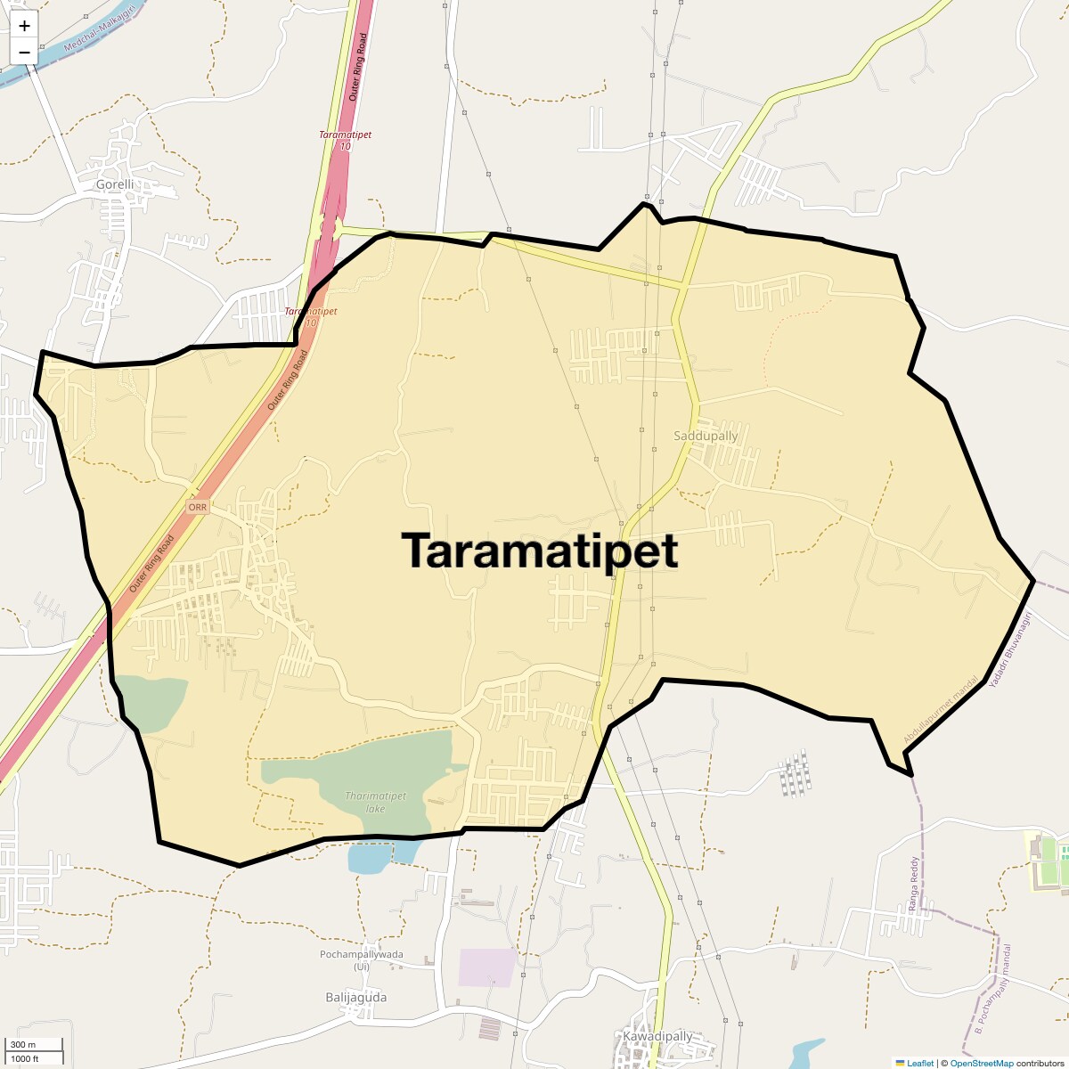 Location Map of Taramatipet, Hyderabad